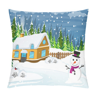 Personality  Snow-covered Country House Pillow Covers