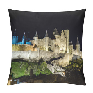 Personality  Carcassone Medieval Castle Night View. Pillow Covers