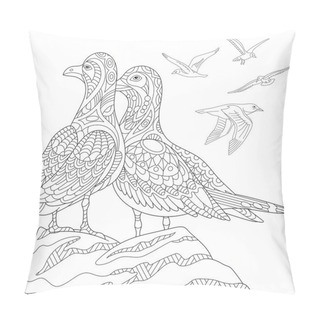 Personality  Zentangle Stylized Seagulls Pillow Covers