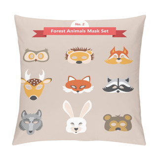 Personality  Set Of Animal Masks . Set 2. Forest Animals Pillow Covers