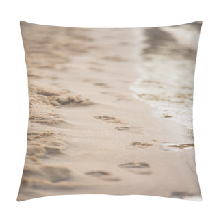 Personality  Footprints On Sandy Beach Pillow Covers