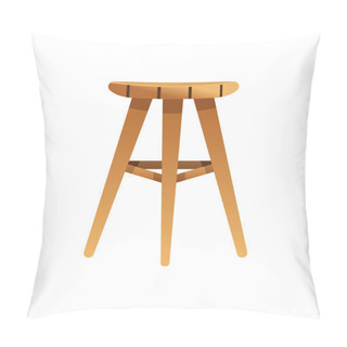 Personality  Wooden Stool Flat Icon Side View On White Background Vector Illustration Pillow Covers