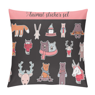 Personality  Colorful Christmas And Winter Animal Sticker Set Pillow Covers