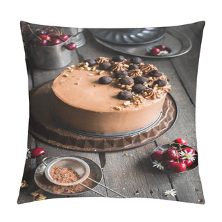 Personality  Chocolate Cake With Cherries And Nuts  Pillow Covers