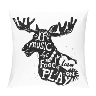Personality  Lettering About Music, Vintage Vector Illustration:  Pillow Covers