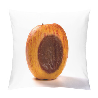 Personality  Side View Rotten Apple On A White Background Pillow Covers