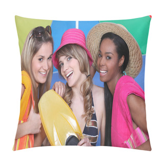 Personality  Trio Of Girls At Beach Pillow Covers