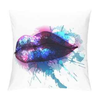 Personality  Lips With Colorful Splashes Pillow Covers