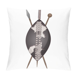 Personality  Zulu Shield, Ethnic African Weapon, Club And Spear Pillow Covers