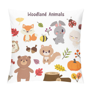 Personality  The Collection Of Woodland Animals Set. The Character Of Cute An Pillow Covers