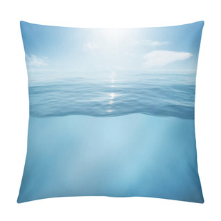 Personality  Blue Sea Or Ocean Water Surface And Underwater With Sunny And Cloudy Sky Pillow Covers