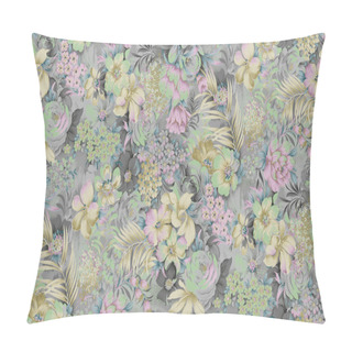 Personality  Seamless Watercolor Flower Design With Digital Texture Pillow Covers