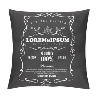 Personality  Hand Drawn Frame Label Vintage Blackboard Banner Vector Illustra Pillow Covers