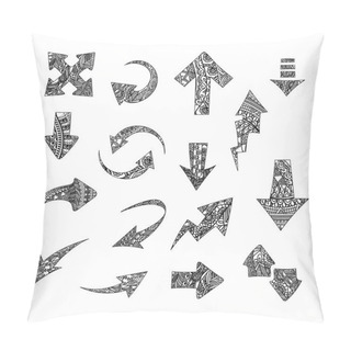 Personality  Hand Drawn Stylized Arrows Vector Collection. Set Of Doodle Tribal Pointers. Elements For Vibrant Greeting Card And Postcard, Henna And Tattoo Design Pillow Covers