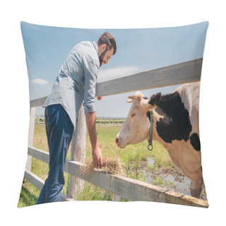 Personality  Man Feeding Cow  Pillow Covers