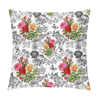 Personality  Colorful Roses And Butterflies Pattern Pillow Covers