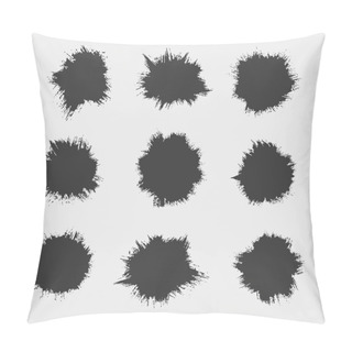 Personality  Set Of Four Black Ink Splash. Pillow Covers