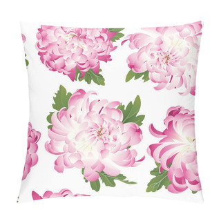 Personality  Chrysanthemum. Seamless Pattern With Flowers Of Pink Chrysanthemum On A White Background. Pillow Covers