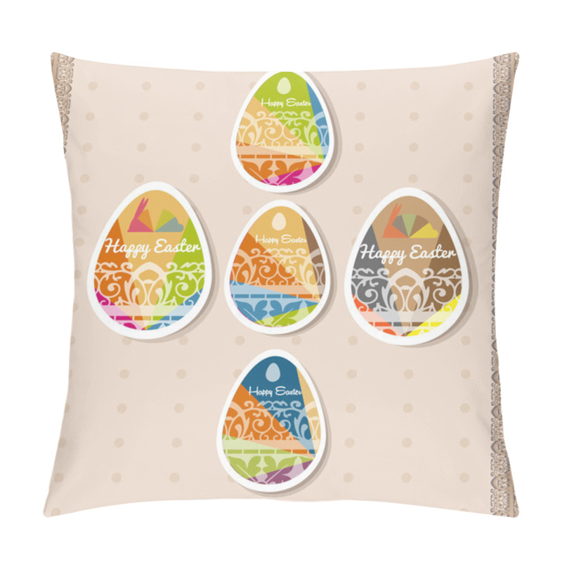 Personality  Happy Easter Card Vector Illustration Pillow Covers