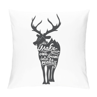 Personality  Romantic Poster With Deer Silhouette. Pillow Covers