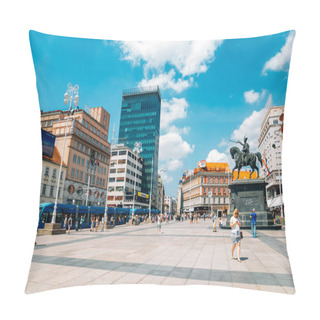Personality  Zagreb, Croatia - July 3, 2019 : Ban Jelacic Central Square Pillow Covers