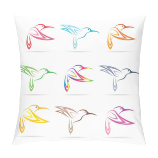 Personality  Vector Group Of Hummingbird On White Background Pillow Covers