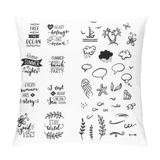 Personality  Vector Set Of Hand-drawn Lettering Phrases And Clipart Elements. Pillow Covers
