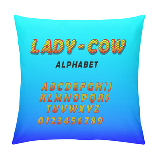 Personality  Comics Lady-cow Style Font, Alphabet Letters And Numbers Vector Illustration Pillow Covers