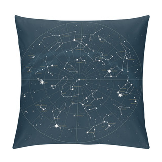 Personality  Northern Hemisphere. Star Map Of Vector Constellations Pillow Covers