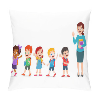 Personality  Little Kid Go Home From School And Say Goodbye Pillow Covers