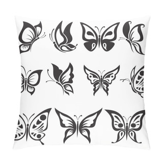 Personality  Vector Set Black And White Butterflies Pillow Covers
