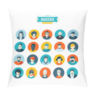 Personality  Set Of Avatar Flat Design Icons Pillow Covers