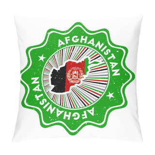 Personality  Afghanistan Round Grunge Stamp With Country Map And Country Flag Vintage Badge With Circular Text Pillow Covers