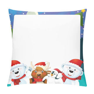 Personality  Cartoon Christmas Frame - Space For Text - Illustration For Children Pillow Covers