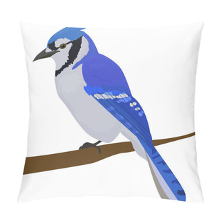 Personality  Blue Jay Bird. Isolated On White Background. Pillow Covers