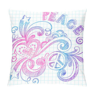 Personality  Peace Sign And Love Sketchy Back To School Notebook Doodles Vector Illustration Pillow Covers
