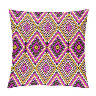 Personality  Geometric Shapes Tribal Seamless Pattern - Aztec Ethnic Ornament  Purple  Black Yellow White Background For Textile Sarong Printed Carpet Curtains, Cushions  Pillow Covers
