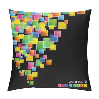 Personality  Colored Squares On A Black Background Pillow Covers