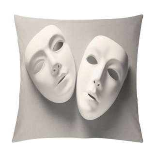 Personality  Theatre Concept With The White Plastic Masks Pillow Covers