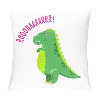 Personality  Cartoon Vector Illustration. Cute Doodle Dinosaur Pillow Covers