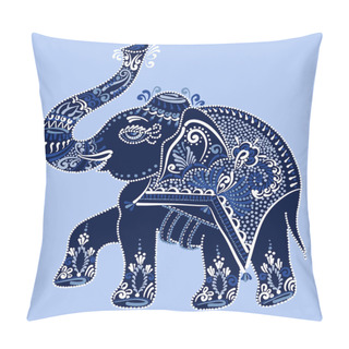Personality  Ethnic Folk Art Indian Elephant, Vector Pillow Covers