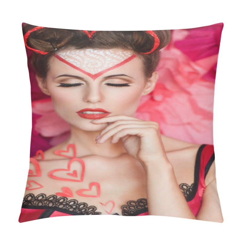 Personality  Portrait Of Feeling Sensuality Woman Free Space Pillow Covers
