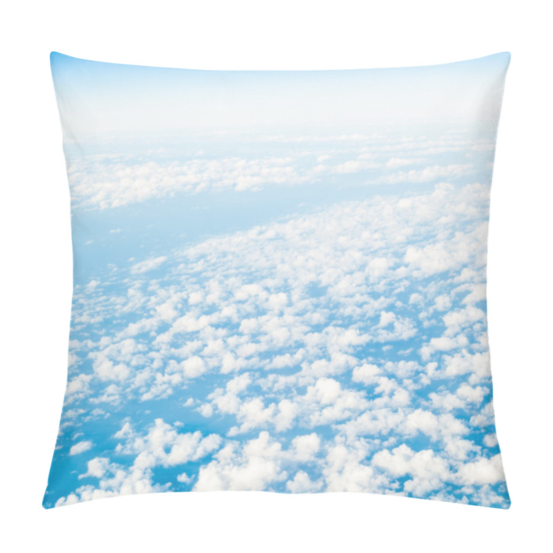 Personality  Sky. View from window of airplane flying in clouds pillow covers