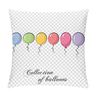 Personality  Collection Of Color Balloons. Background With Multicolored Balloons. Vector 10 EPS. Transparent Pillow Covers
