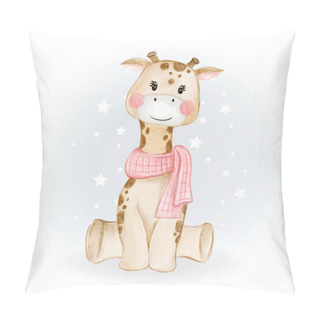 Personality  Adorable Cute Kawaii Baby Giraffe Watercolor Illustration Pillow Covers