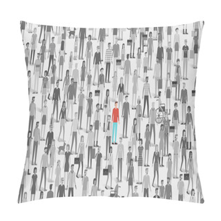 Personality  One Individual Standing Out Of The Crowd Pillow Covers
