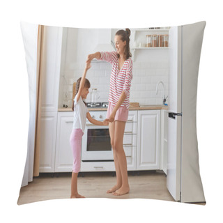 Personality  Cute Charming Little Girl Dancing With Mother, R Feeling Amazing Dancing With Her Loving Mommy, Expressing Happiness And Positive Emotions, Family Having Fun At Home. Pillow Covers