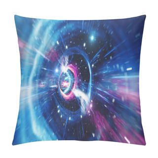 Personality  3D Illustration Tunnel Or Wormhole, Tunnel That Can Connect One Universe With Another. Abstract Speed Tunnel Warp In Space, Wormhole Or Black Hole, Scene Of Overcoming The Temporary Space In Cosmos. Pillow Covers