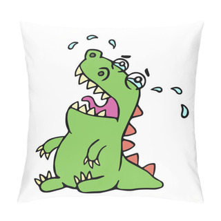 Personality  Cartoon Crying Dinosaur. Vector Illustration. Pillow Covers