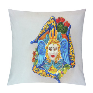 Personality  Colored Ceramic Painted By Anonymous Artist To Embellish The Historic Center Of The Town Mazara Del Vallo Sicily Pillow Covers